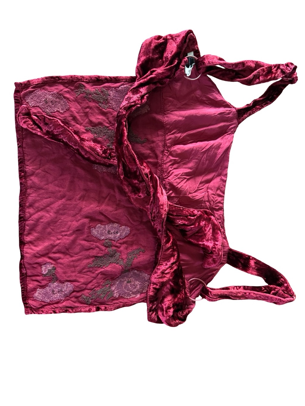 Kimchi Blue Red Velvet Floral Bustier Camisole - Picture 3 of 6